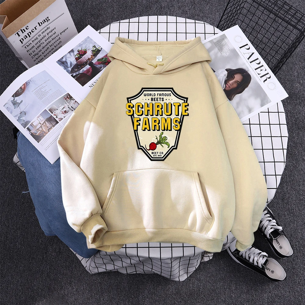 World Famous Beets Schrute Farms Crop Printing Prints Sweatshirt Women'S Warm Softsportshirt Casual Hoodies Loose Female Tops