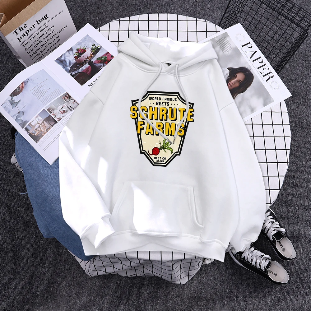 World Famous Beets Schrute Farms Crop Printing Prints Sweatshirt Women'S Warm Softsportshirt Casual Hoodies Loose Female Tops