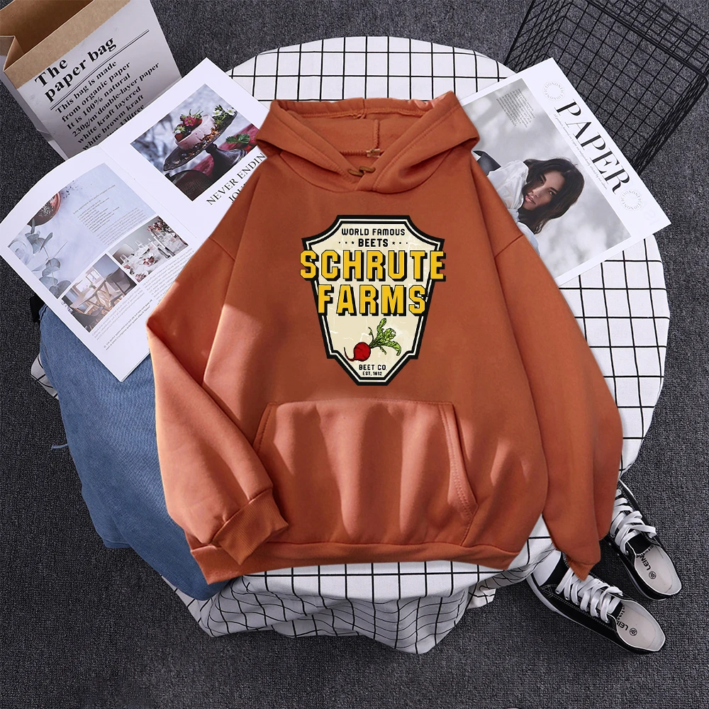 World Famous Beets Schrute Farms Crop Printing Prints Sweatshirt Women'S Warm Softsportshirt Casual Hoodies Loose Female Tops