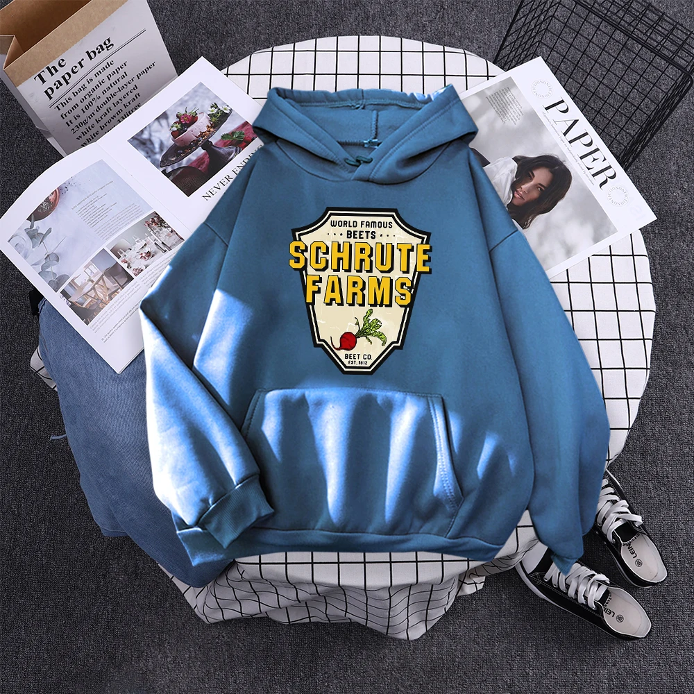 World Famous Beets Schrute Farms Crop Printing Prints Sweatshirt Women'S Warm Softsportshirt Casual Hoodies Loose Female Tops