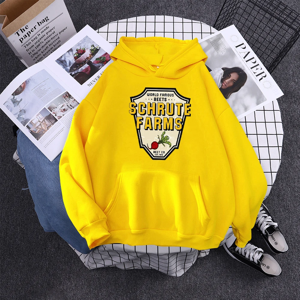 World Famous Beets Schrute Farms Crop Printing Prints Sweatshirt Women'S Warm Softsportshirt Casual Hoodies Loose Female Tops