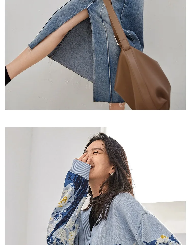Winter Cardigan for Women 2026 Designer Knitted Sweater Coat Female New Fashion Printing Thick V-neck Casual Oversize Jumpers