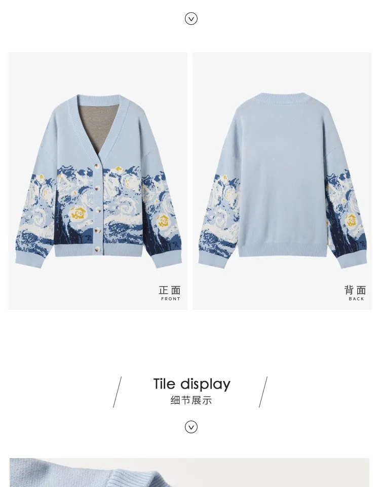 Winter Cardigan for Women 2026 Designer Knitted Sweater Coat Female New Fashion Printing Thick V-neck Casual Oversize Jumpers