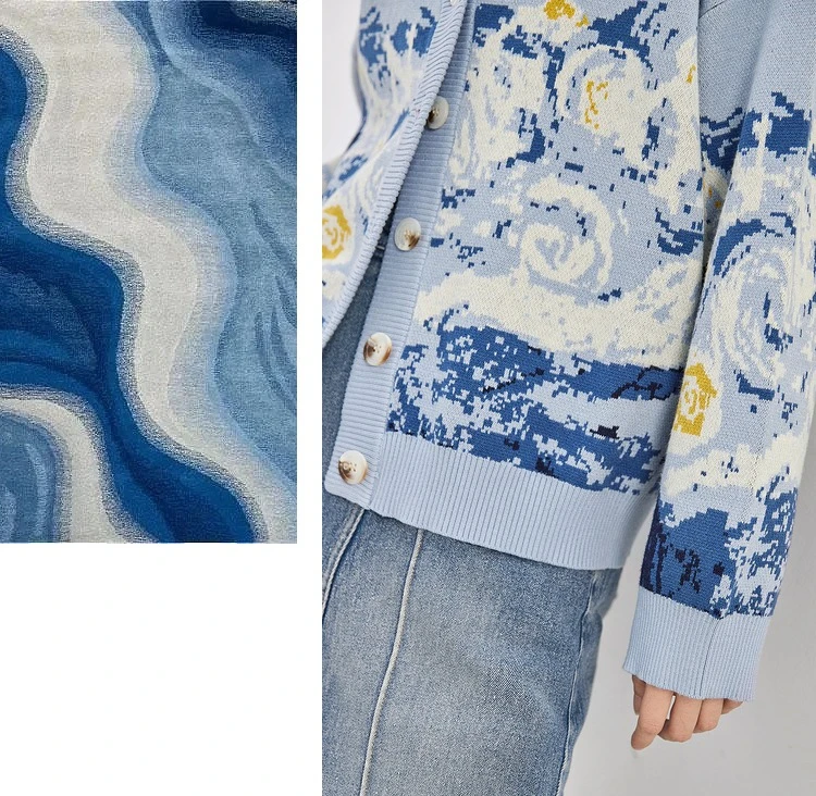 Winter Cardigan for Women 2026 Designer Knitted Sweater Coat Female New Fashion Printing Thick V-neck Casual Oversize Jumpers