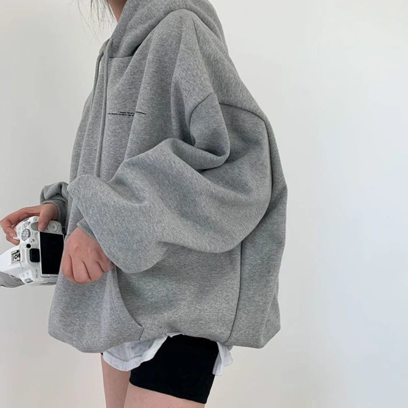 Gidyq Streetwear Women Sweatshirt American Style Fashion Moon Print Loose Hoodies Autumn Casual Female Thick Warm Coat New