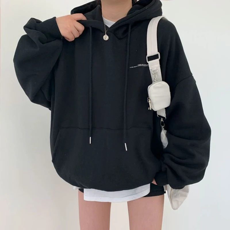 Gidyq Streetwear Women Sweatshirt American Style Fashion Moon Print Loose Hoodies Autumn Casual Female Thick Warm Coat New