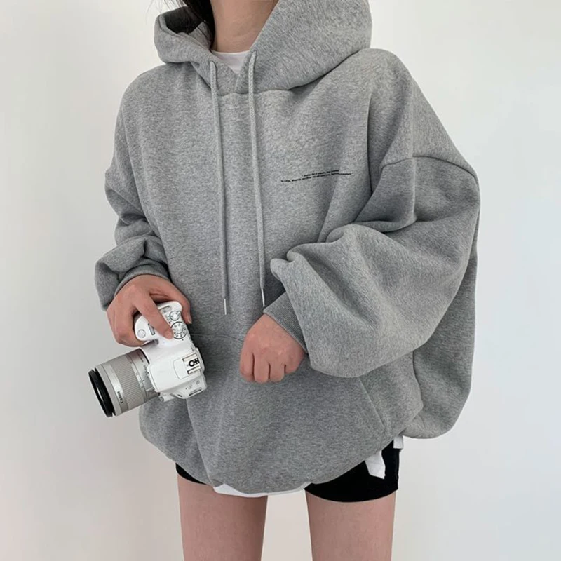 Gidyq Streetwear Women Sweatshirt American Style Fashion Moon Print Loose Hoodies Autumn Casual Female Thick Warm Coat New