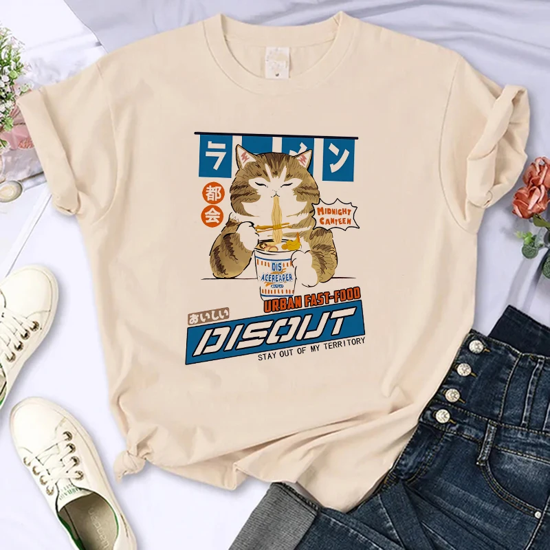 Y2k 90s Cute Cat Shirt Women Funny Cartoon T Shirt Harajuku Graphic Ulzzang T-shirt Aesthetic Tshirt Top Tee Female T-shirts