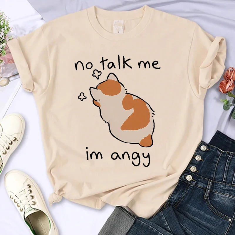 Y2k 90s Cute Cat Shirt Women Funny Cartoon T Shirt Harajuku Graphic Ulzzang T-shirt Aesthetic Tshirt Top Tee Female T-shirts