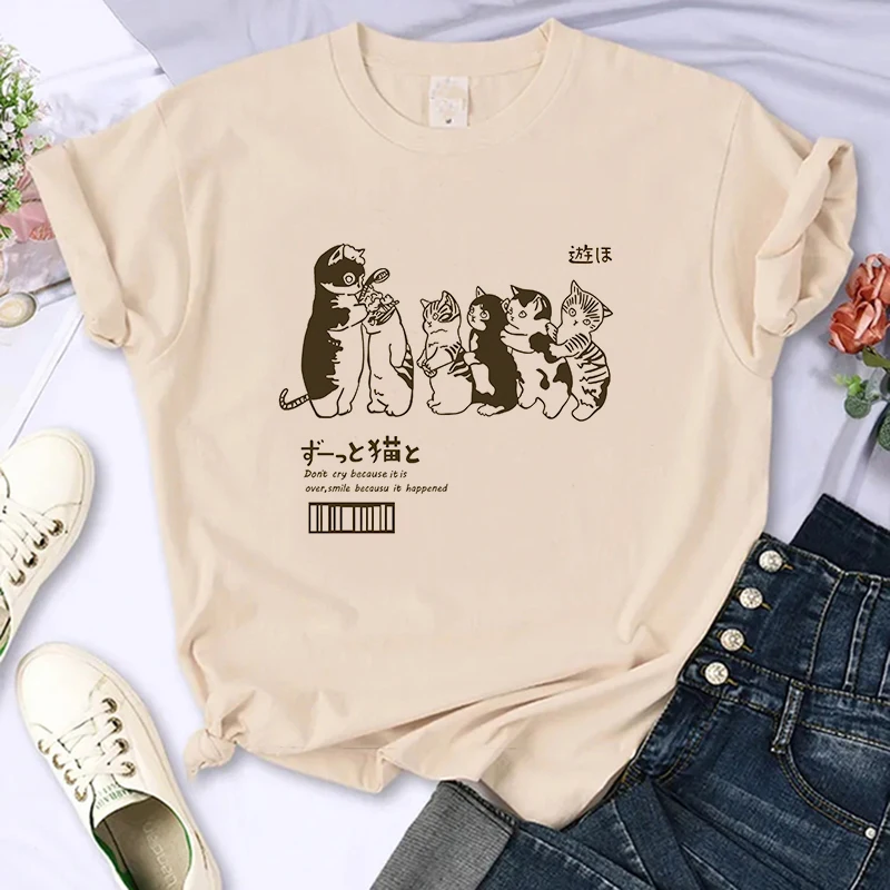 Y2k 90s Cute Cat Shirt Women Funny Cartoon T Shirt Harajuku Graphic Ulzzang T-shirt Aesthetic Tshirt Top Tee Female T-shirts