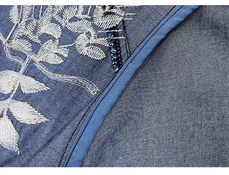 TIYIHAILEY Women Long Mid-Calf Embroidery Dress Autumn Denim M Chinese Style Cheongsam 2026 New Vintage