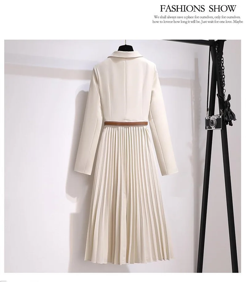 Spring Autumn Women's Dresses 2026 New Fashion Suit Collar Stitching Fake Two-Piece Elegant Lady Office Long Dress Vestidos