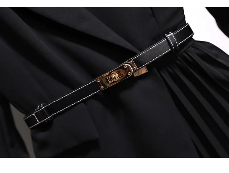 Spring Autumn Women's Dresses 2026 New Fashion Suit Collar Stitching Fake Two-Piece Elegant Lady Office Long Dress Vestidos