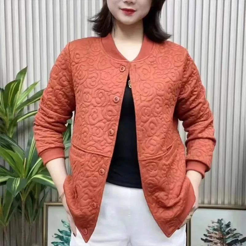 Middle-aged Elderly Women New Cardigan Jackets, Mother Spring Autumn Leisure Western-style Loose And Slim Baseball Uniform Tops.