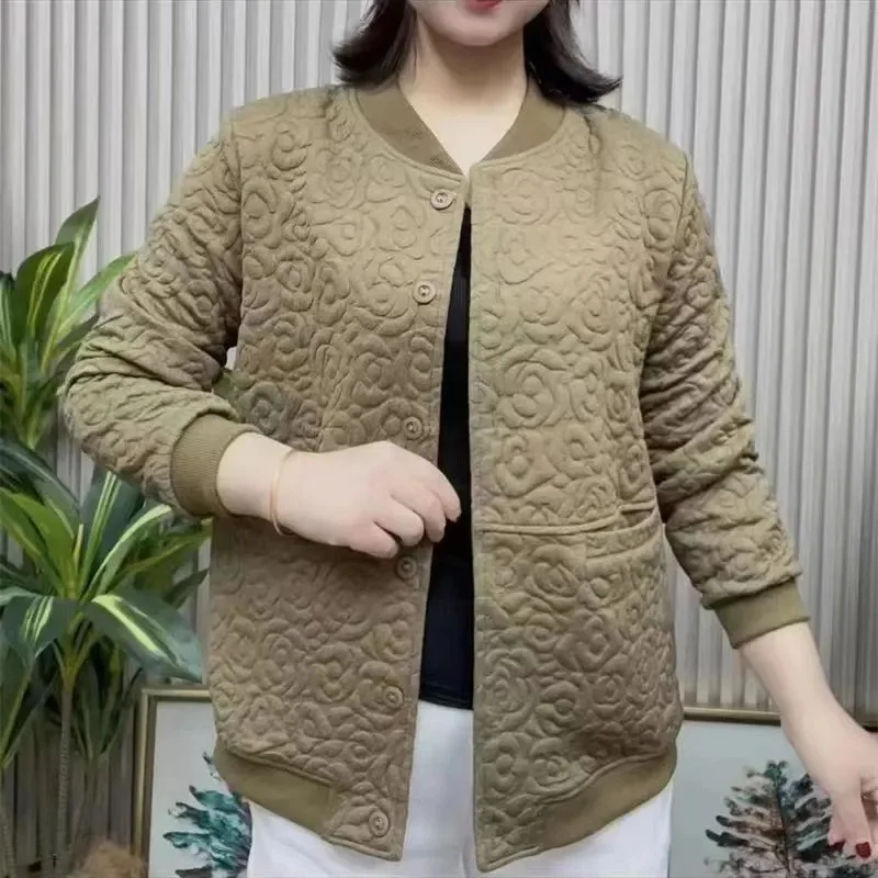 Middle-aged Elderly Women New Cardigan Jackets, Mother Spring Autumn Leisure Western-style Loose And Slim Baseball Uniform Tops.