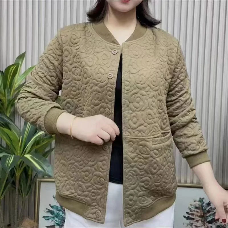Middle-aged Elderly Women New Cardigan Jackets, Mother Spring Autumn Leisure Western-style Loose And Slim Baseball Uniform Tops.