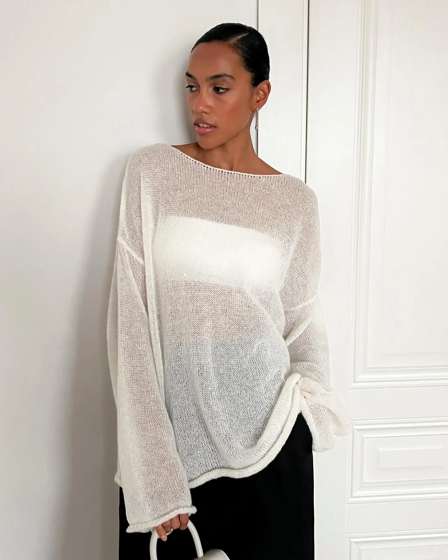 Wolfeel Women Oversized Sweater Summer Autumn Casual Fashion Loose Women Pullovers Chic White Jumper Sueter Mujer Pull Femme