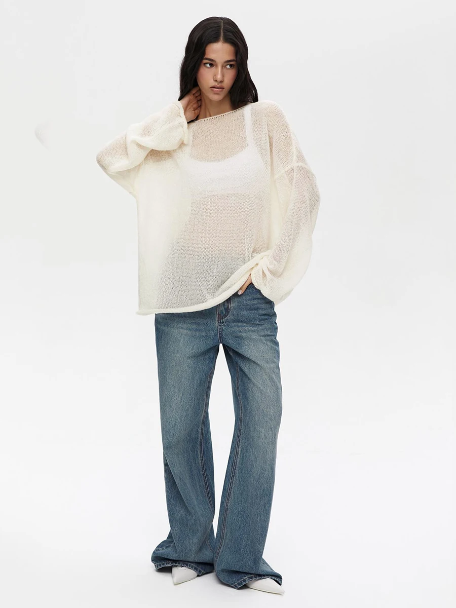 Wolfeel Women Oversized Sweater Summer Autumn Casual Fashion Loose Women Pullovers Chic White Jumper Sueter Mujer Pull Femme