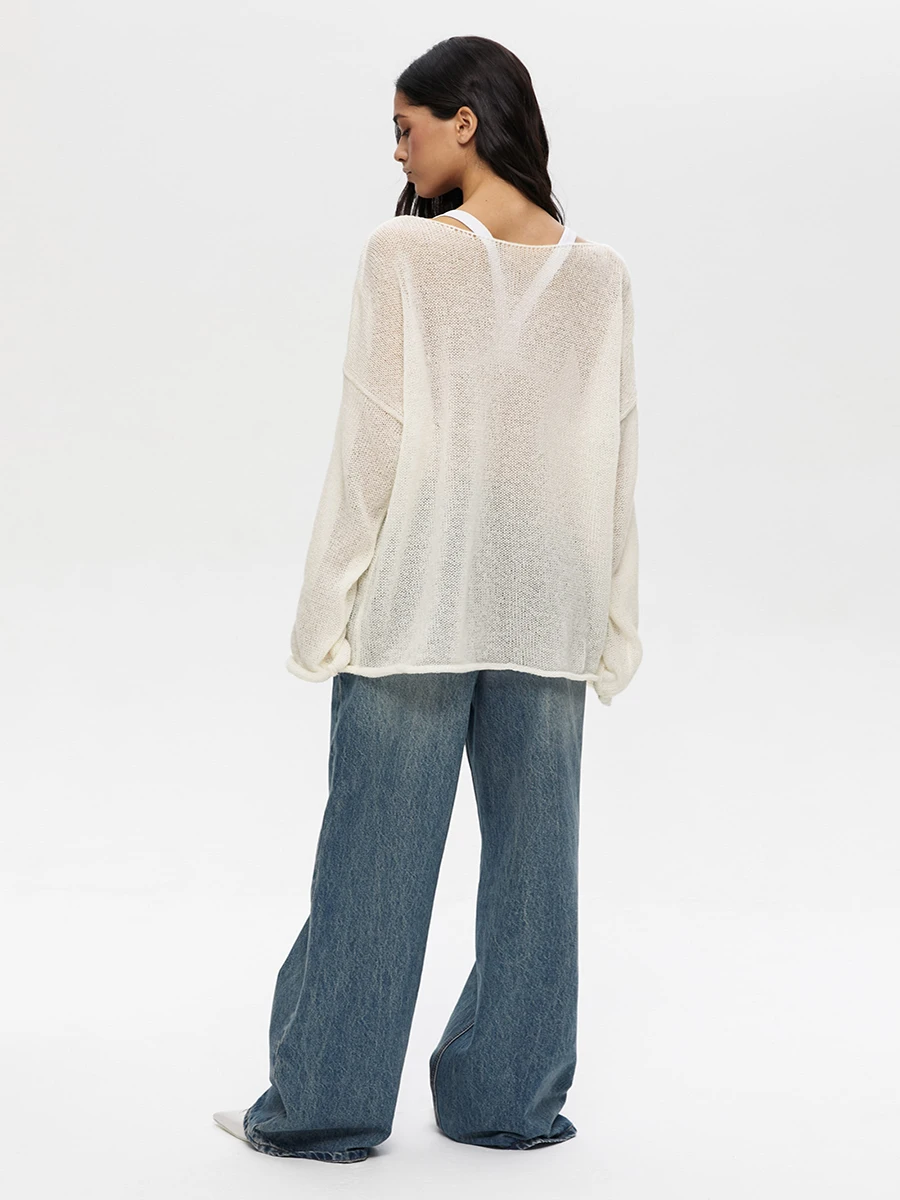 Wolfeel Women Oversized Sweater Summer Autumn Casual Fashion Loose Women Pullovers Chic White Jumper Sueter Mujer Pull Femme