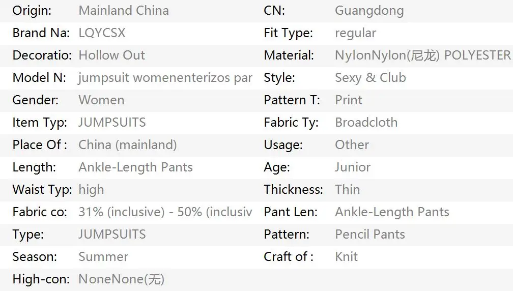 Y2k Clothes Summer Women' S Pants One Piece Sexy Transparent Bodysuits Fishing Net Party Fashion Hollow Out Tight Underwear