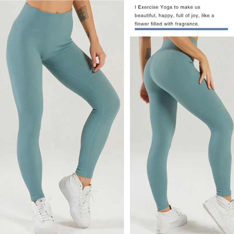 Tossy Ribbed Yoga Leggings Sports Tights Women Seamless Knit Yoga Pants White Femme Gym Leggings Skinny Workout Fitness Push Up