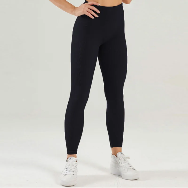 Tossy Ribbed Yoga Leggings Sports Tights Women Seamless Knit Yoga Pants White Femme Gym Leggings Skinny Workout Fitness Push Up
