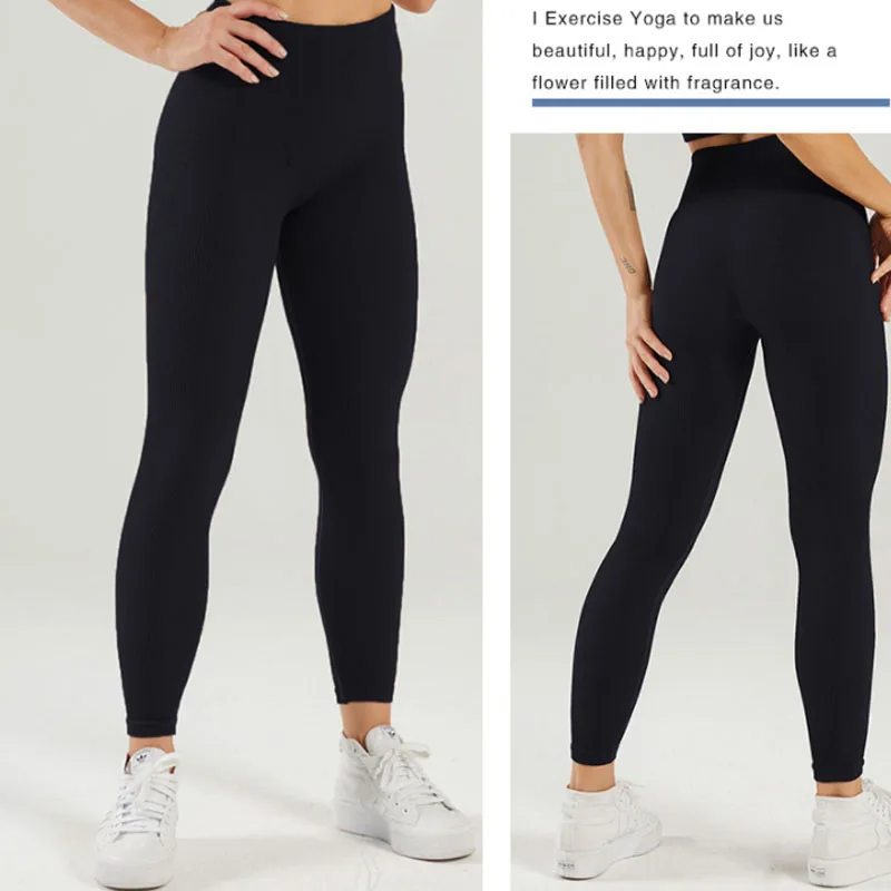 Tossy Ribbed Yoga Leggings Sports Tights Women Seamless Knit Yoga Pants White Femme Gym Leggings Skinny Workout Fitness Push Up
