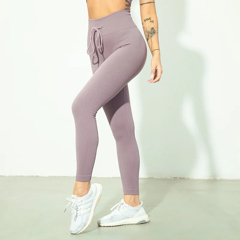 Tossy Ribbed Yoga Leggings Sports Tights Women Seamless Knit Yoga Pants White Femme Gym Leggings Skinny Workout Fitness Push Up