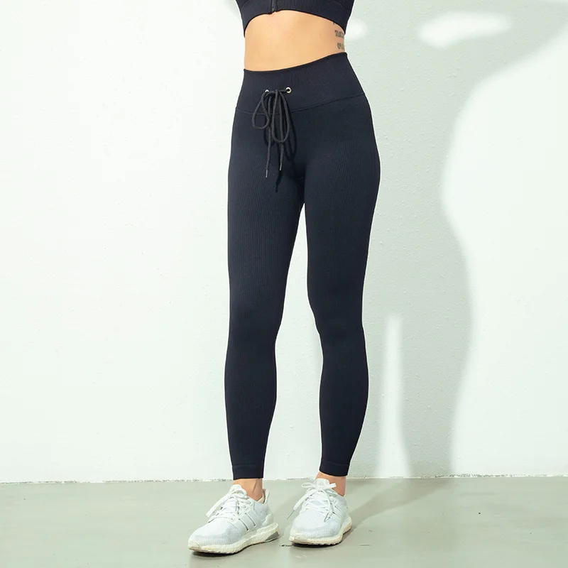 Tossy Ribbed Yoga Leggings Sports Tights Women Seamless Knit Yoga Pants White Femme Gym Leggings Skinny Workout Fitness Push Up