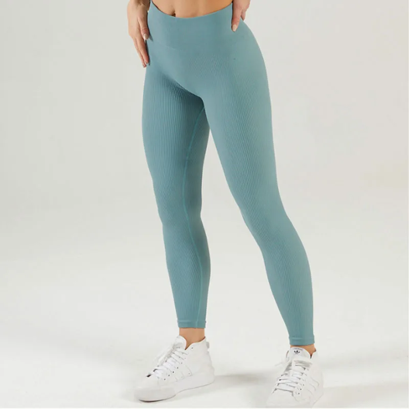 Tossy Ribbed Yoga Leggings Sports Tights Women Seamless Knit Yoga Pants White Femme Gym Leggings Skinny Workout Fitness Push Up
