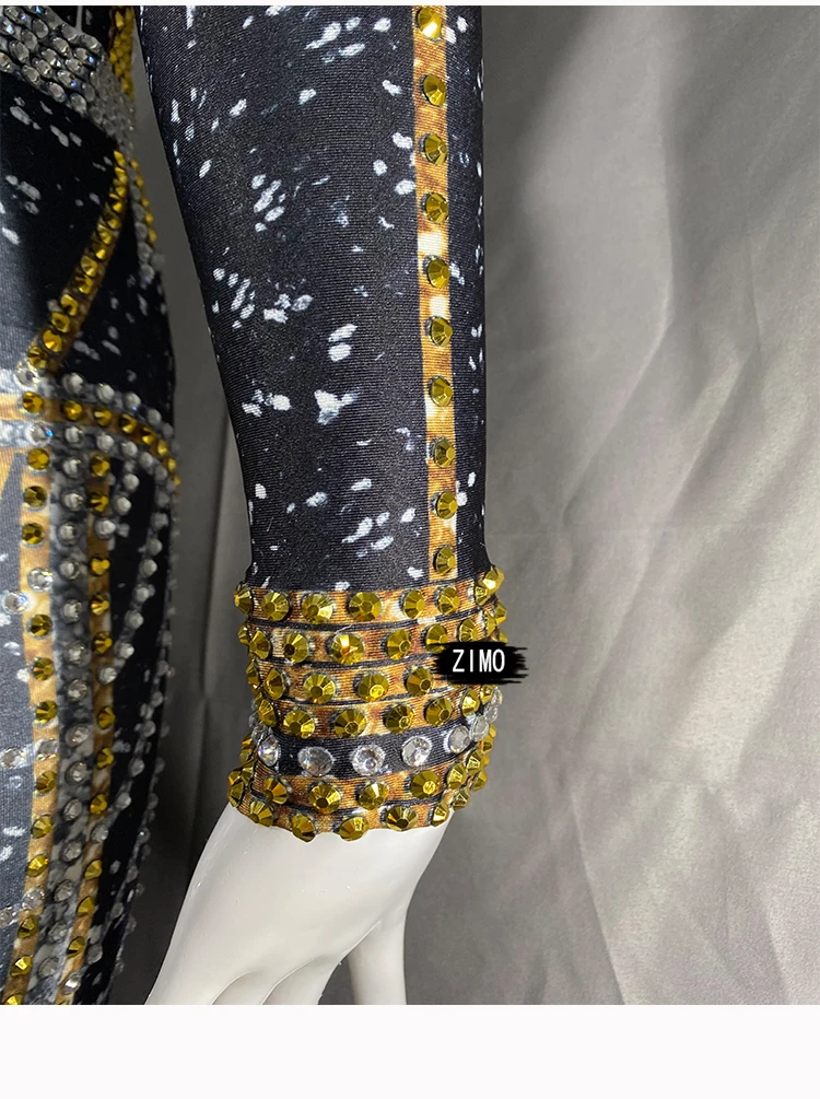 Fashion Rhinestones Jumpsuit Crystal Pearl Sexy Women Jumpsuits Spandex Party Nightclub Birthday Pole Dance Singer Stage Costume