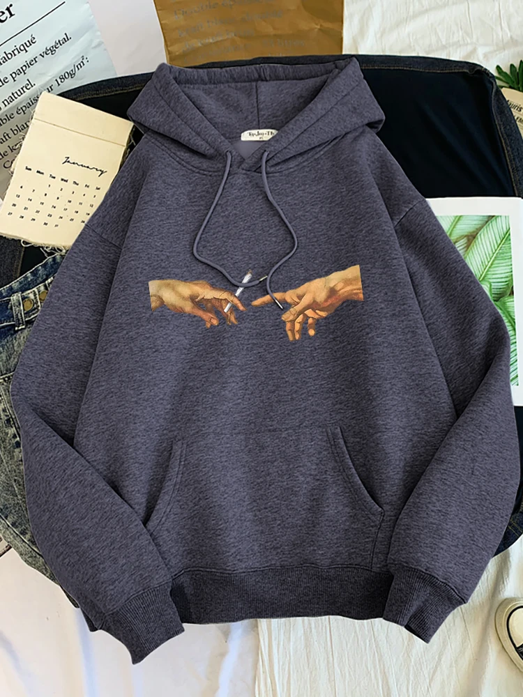 Hoodies Women's Two Hands And a Cigarette Graphic Print Hoodiest Thirteen Colors Harajukua Style Casual Top Women Street Style