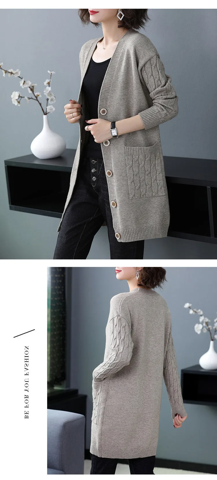 Fashion Spring Autumn Winter Clothes Women Knitted Coat Cardigan Mujer Sweater For Female Mid-Long Knitwears Cárdigans