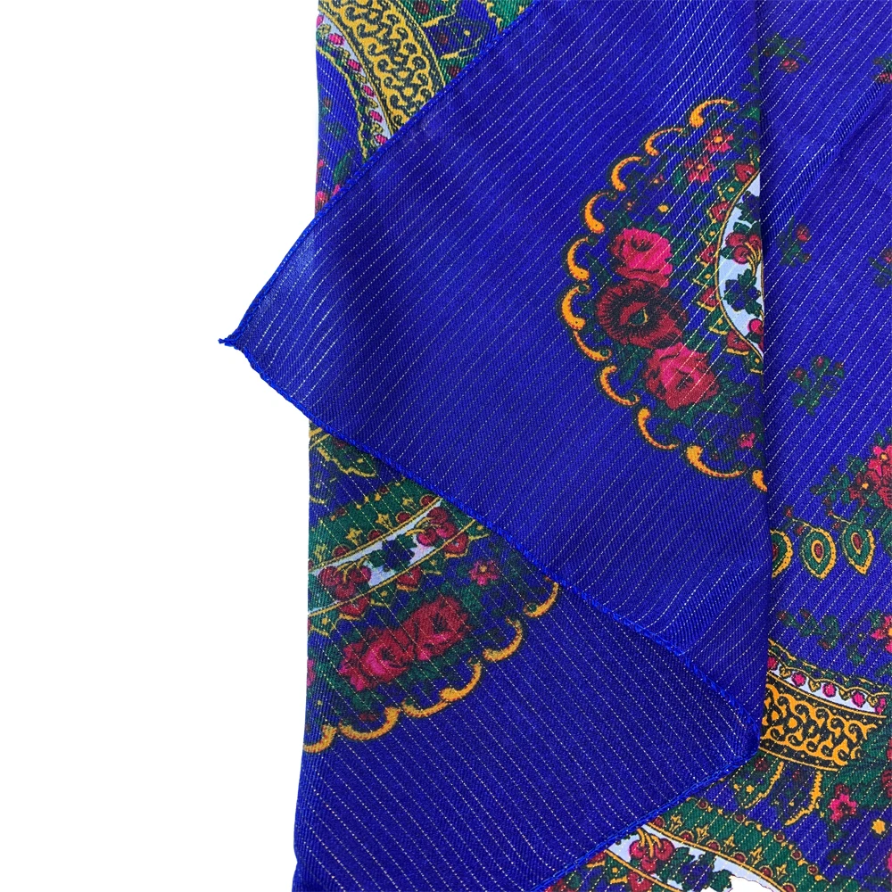 Shiny Thread Floral Print Russian National Scarf Handkerchief Ethnic Shawl Headband Babushka Bandana Square Head Scarf Ukraine