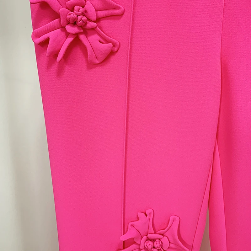 HIGH STREET Newest 2026 Designer Fashion Trousers Women Flowers Appliques Pants