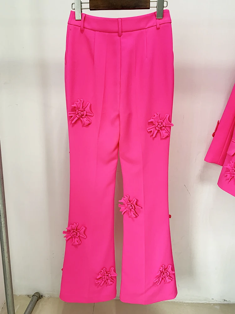 HIGH STREET Newest 2026 Designer Fashion Trousers Women Flowers Appliques Pants
