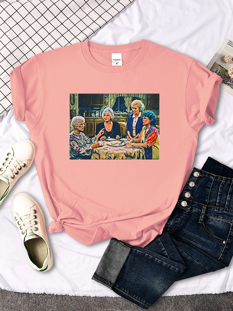 Short Sleeve T Shirt The Golden Girls Dinner Printing Woman T-Shirts Harajuku Vintage Women Tshirt O-neck Hip Hop Women's Shirts