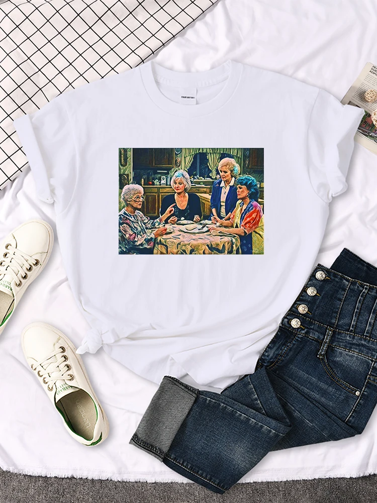 Short Sleeve T Shirt The Golden Girls Dinner Printing Woman T-Shirts Harajuku Vintage Women Tshirt O-neck Hip Hop Women's Shirts