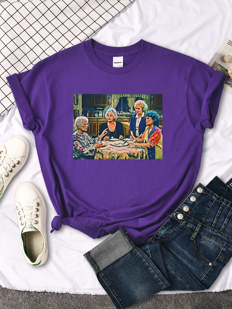Short Sleeve T Shirt The Golden Girls Dinner Printing Woman T-Shirts Harajuku Vintage Women Tshirt O-neck Hip Hop Women's Shirts
