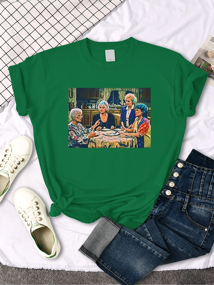Short Sleeve T Shirt The Golden Girls Dinner Printing Woman T-Shirts Harajuku Vintage Women Tshirt O-neck Hip Hop Women's Shirts