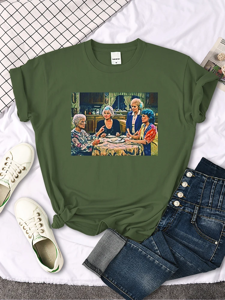 Short Sleeve T Shirt The Golden Girls Dinner Printing Woman T-Shirts Harajuku Vintage Women Tshirt O-neck Hip Hop Women's Shirts
