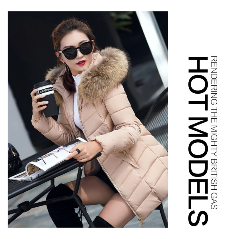 Autumn Female Middle Length Jacket Coat Women Fake Fur Collar Parkas Woman Slim Cotton Padded Jacket S-3XL Winter Jacket