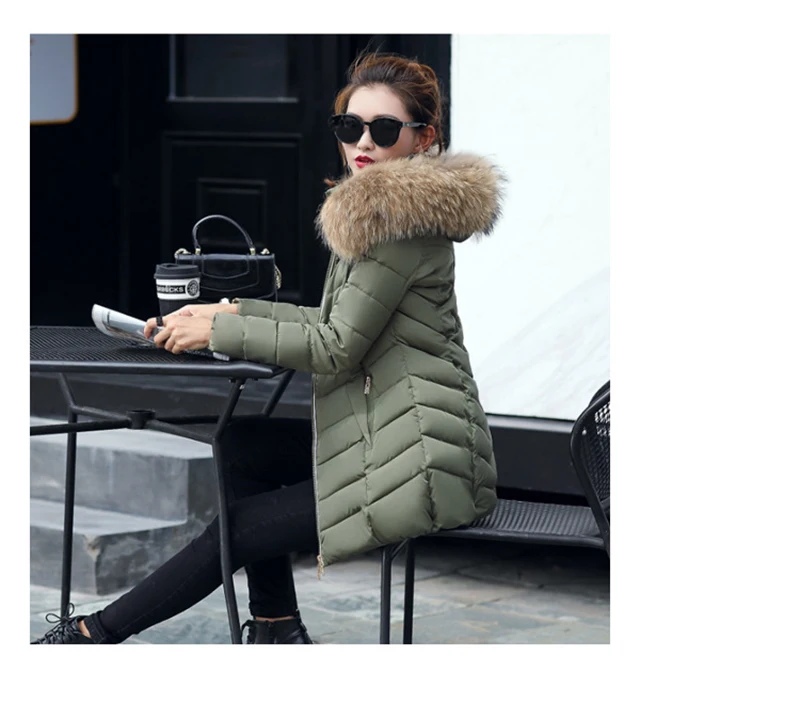 Autumn Female Middle Length Jacket Coat Women Fake Fur Collar Parkas Woman Slim Cotton Padded Jacket S-3XL Winter Jacket