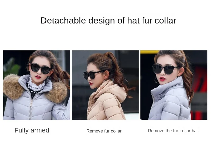 Autumn Female Middle Length Jacket Coat Women Fake Fur Collar Parkas Woman Slim Cotton Padded Jacket S-3XL Winter Jacket