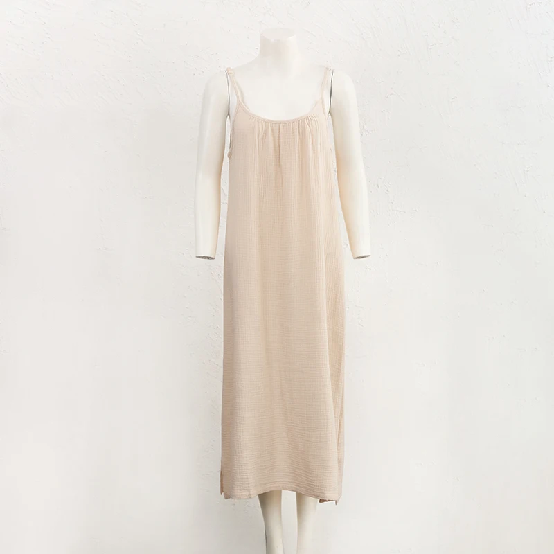 Muslin 100% Cotton Dresses For Women 2026 Sexy Adjustable Strap Casual Long Midi Elegant Party Dresses Holiday Beach Sundress