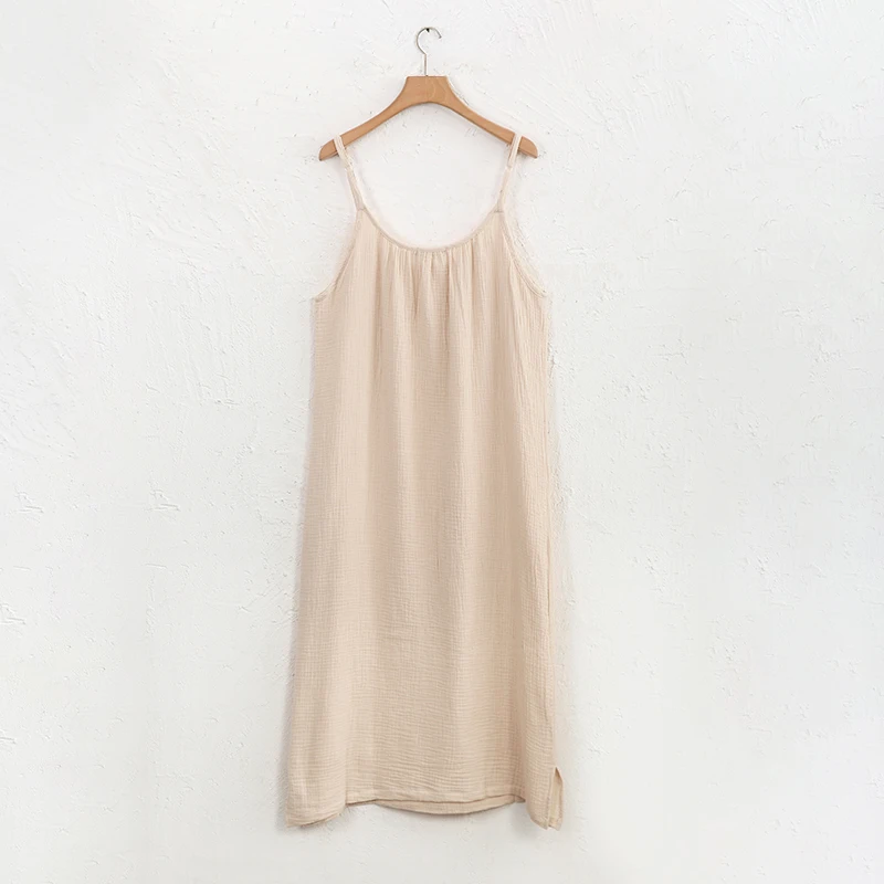 Muslin 100% Cotton Dresses For Women 2026 Sexy Adjustable Strap Casual Long Midi Elegant Party Dresses Holiday Beach Sundress