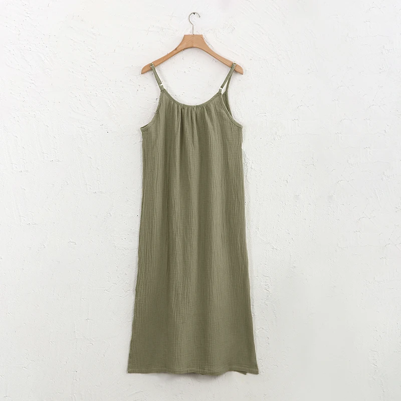 Muslin 100% Cotton Dresses For Women 2026 Sexy Adjustable Strap Casual Long Midi Elegant Party Dresses Holiday Beach Sundress