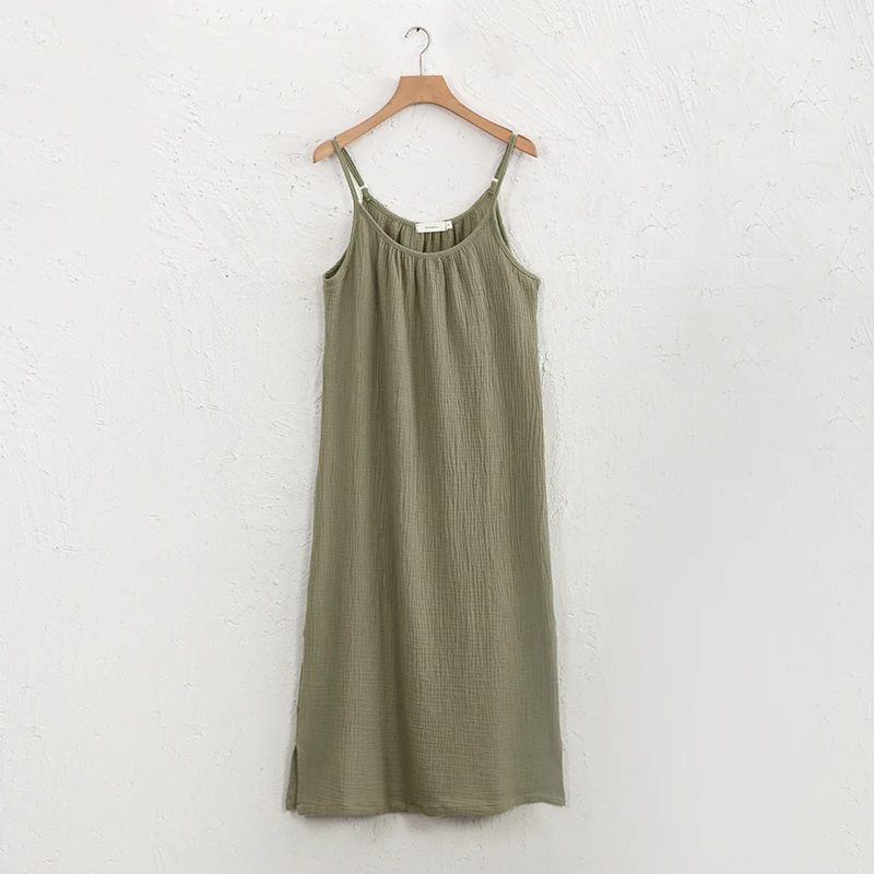 Muslin 100% Cotton Dresses For Women 2026 Sexy Adjustable Strap Casual Long Midi Elegant Party Dresses Holiday Beach Sundress