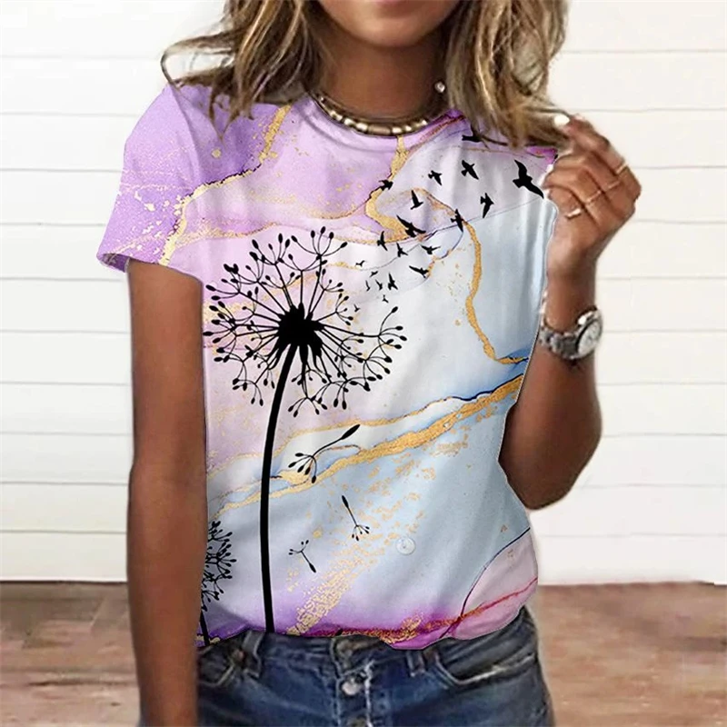 Summer Fashion Women'S T-Shirt 3d Floral Print Tee Large Size Tops Woman Clothing Everyday Female Top Women Short Sleeve T Shirt
