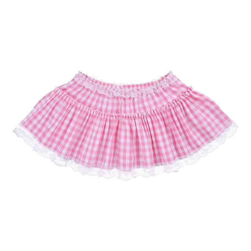 Women Y2K Lace Mini Skirt Summer Plaid Gingham Ruffle Short Fairy Princess Sexy Low Rise Pleated A-line Skirts Lolita 2000s
